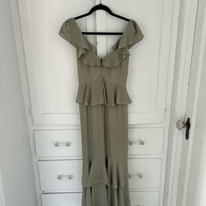 Show Me Your Mumu Reese Ruffle Dress - Moss Green Crisp